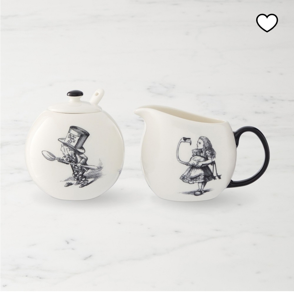 Williams Sonoma Alice in Wonderland Creamer and Sugar Set From Rory Dobner NIB - Picture 1 of 6